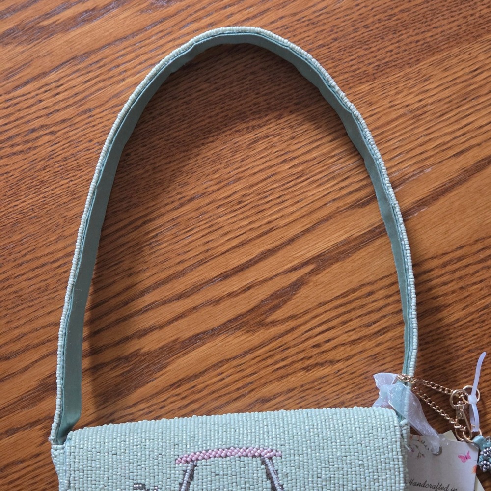 VIRAL Beaded Bag Golf Cart Masters Green & Pink + Charm NWT - Picture 5 of 9